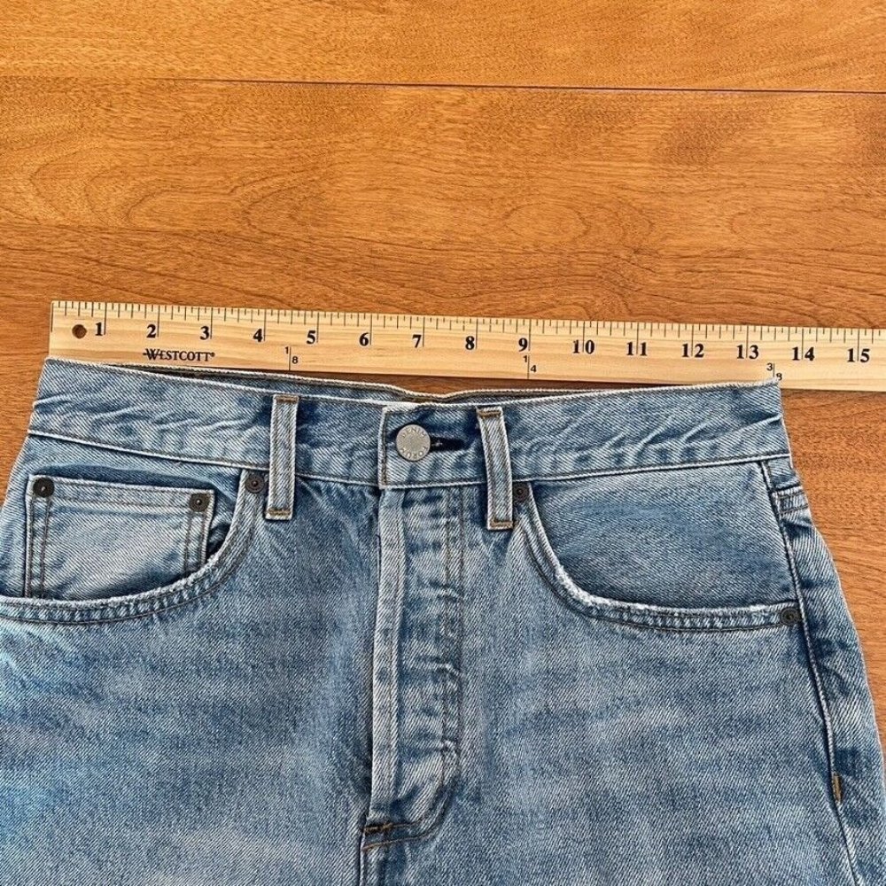Denim Forum Joni High Rise Loose Jeans Light Wash Knee Holes Distressed - Picture 6 of 12